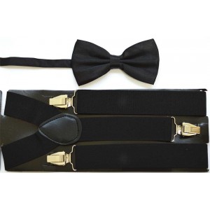 Set papion negru si bretele negre 